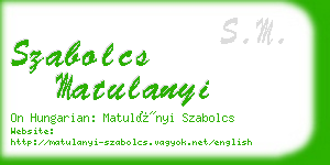 szabolcs matulanyi business card